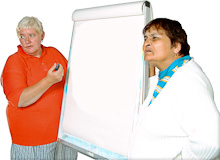 Two women doing a presentation